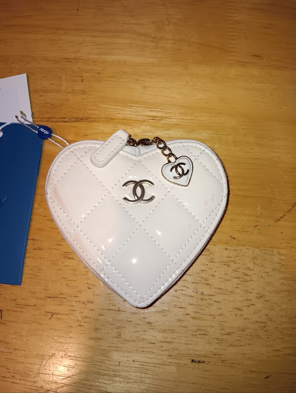 Chanel CC Limited Edition Patent Leather Zip Heart Coin Purse